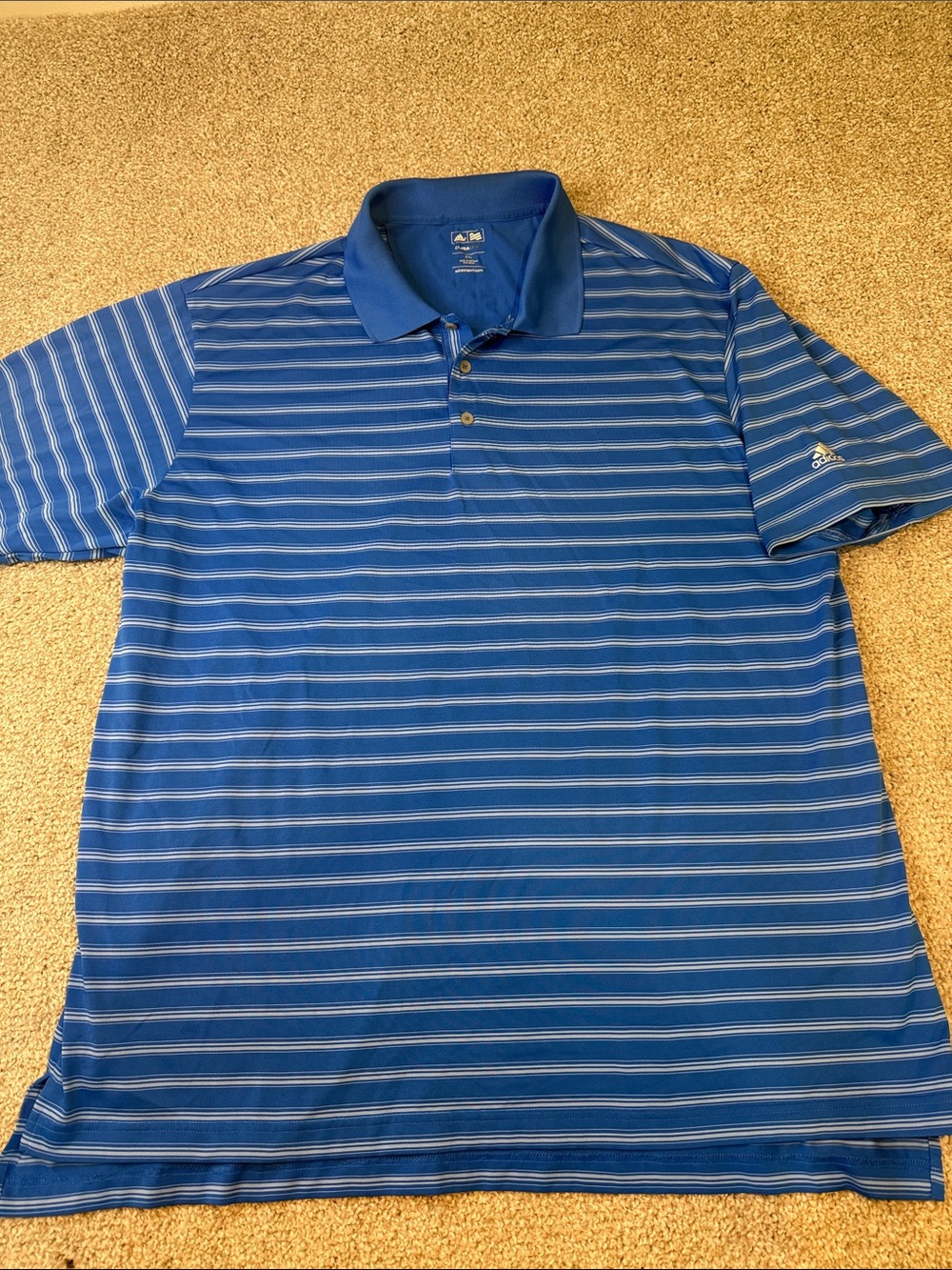adidas Men’s Blue Striped Polo Shirt